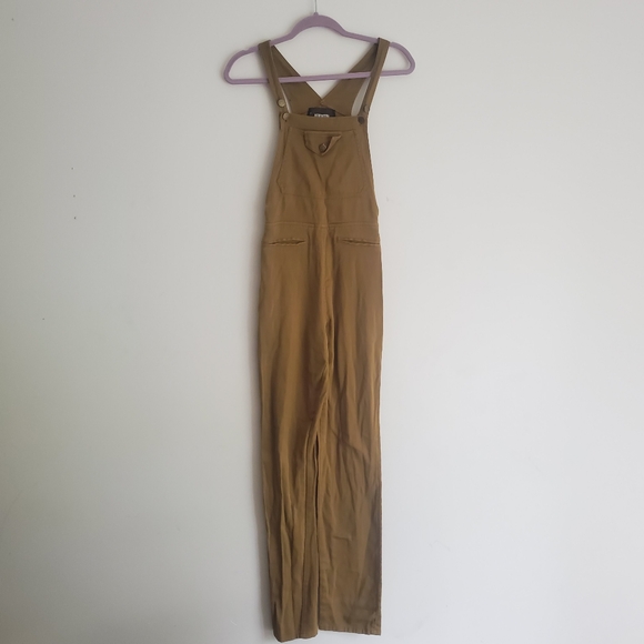 Reformation Fella Cotton Canvas Overalls Green Brown Size Small - Picture 2 of 10